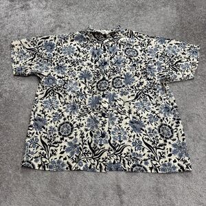 Unbranded Button Up Printed Silky Blouse Shirt Womens XL Multi Short Sleeve Boho